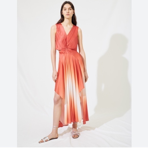 Maje Dresses & Skirts - Maje Ombre Satin Scarf Maxi Dress Terracotta Size 36/4
